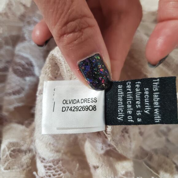 Diane von Furstenberg Olvida Lace Ruffle Silk Lined Dress Size 4 Beige Victorian - Picture 13 of 14